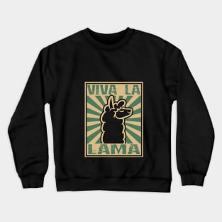 Funny Animals Viva La Lama Retro- color woodblock design Crewneck Sweatshirt